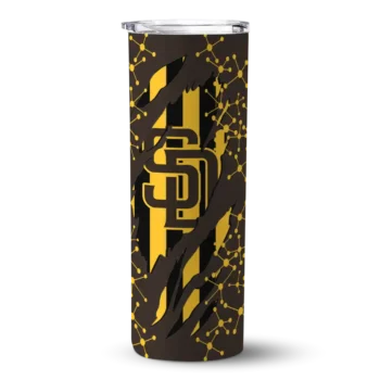 customized san diego padres star pop brown black skinny tumbler best selling.webp