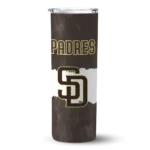 customized san diego padres torn band brown white skinny tumbler best selling.webp