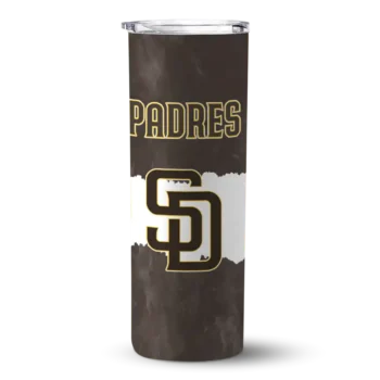 customized san diego padres torn band brown white skinny tumbler best selling.webp