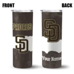 customized san diego padres torn band brown white skinny tumbler best selling.webp