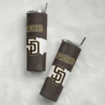 customized san diego padres torn band brown white skinny tumbler best selling.webp