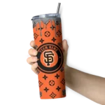 customized san francisco giants camo streak orange skinny tumbler best selling.webp