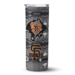 customized san francisco giants chevron v orange gray skinny tumbler best selling.webp