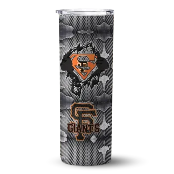customized san francisco giants chevron v orange gray skinny tumbler best selling.webp