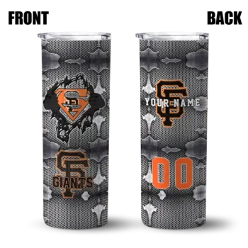 customized san francisco giants chevron v orange gray skinny tumbler fashion forward.webp