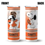 customized san francisco giants snoopy dog orange white skinny tumbler best selling.webp