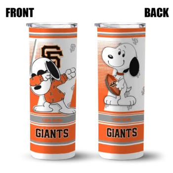 customized san francisco giants snoopy dog orange white skinny tumbler fashion forward.webp