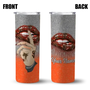 customized san francisco giants sparkle lips orange skinny tumbler fashion forward.webp