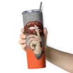 customized san francisco giants sparkle lips orange skinny tumbler best selling.webp