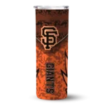 customized san francisco giants spiral burst print orange skinny tumbler best selling.webp