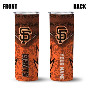 customized san francisco giants spiral burst print orange skinny tumbler fashion forward.webp