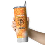 customized san francisco giants starburst tiles orange skinny tumbler best selling.webp