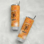 customized san francisco giants starburst tiles orange skinny tumbler best selling.webp