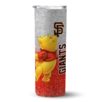 customized san francisco giants winnie the pooh orange gray skinny tumbler best selling.webp