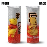 customized san francisco giants winnie the pooh orange gray skinny tumbler best selling.webp