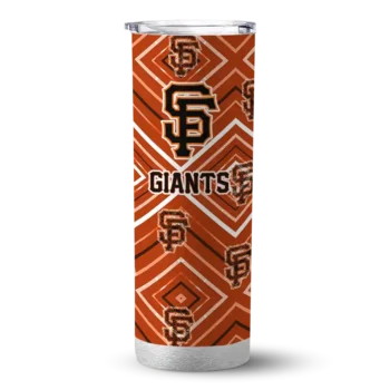 customized san francisco giants zipper leopard orange skinny tumbler best selling.webp