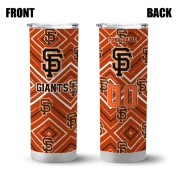 customized san francisco giants zipper leopard orange skinny tumbler fashion forward.webp