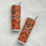 customized san francisco giants zipper leopard orange skinny tumbler best selling.webp
