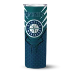 customized seattle mariners chevron stripes navy blue skinny tumbler best selling.webp