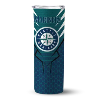 customized seattle mariners chevron stripes navy blue skinny tumbler best selling.webp