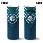 customized seattle mariners chevron stripes navy blue skinny tumbler best selling.webp