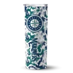 customized seattle mariners claw marks navy blue white skinny tumbler best selling.webp