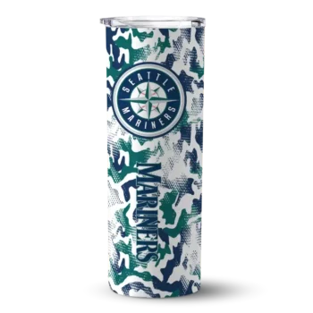customized seattle mariners claw marks navy blue white skinny tumbler best selling.webp