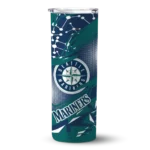 customized seattle mariners helmet clash navy blue skinny tumbler best selling.webp