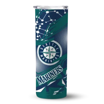 customized seattle mariners helmet clash navy blue skinny tumbler best selling.webp