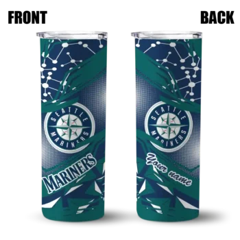 customized seattle mariners helmet clash navy blue skinny tumbler fashion forward.webp