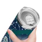 customized seattle mariners helmet clash navy blue skinny tumbler best selling.webp