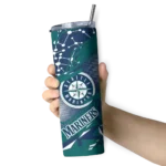 customized seattle mariners helmet clash navy blue skinny tumbler best selling.webp