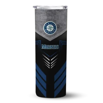 customized seattle mariners hexagon honeycomb navy blue black skinny tumbler best selling.webp