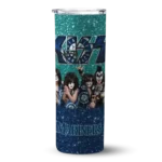 customized seattle mariners kiss band green skinny tumbler best selling.webp