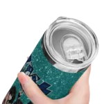 customized seattle mariners kiss band green skinny tumbler best selling.webp