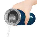 customized seattle mariners metallic grid navy blue skinny tumbler best selling.webp