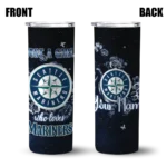 customized seattle mariners rose romance navy blue black skinny tumbler best selling.webp