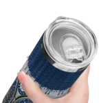 customized seattle mariners sparkle drip navy blue skinny tumbler best selling.webp