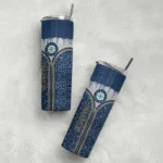customized seattle mariners sparkle drip navy blue skinny tumbler best selling.webp