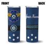 customized seattle mariners star cluster navy blue skinny tumbler best selling.webp