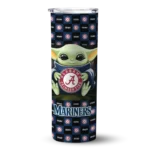 customized seattle mariners yoda cozy navy blue black skinny tumbler best selling.webp