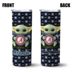 customized seattle mariners yoda cozy navy blue black skinny tumbler best selling.webp
