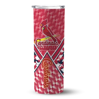 customized st louis cardinals monogram burst red white skinny tumbler best selling.webp