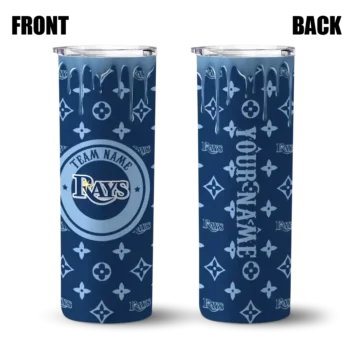 customized tampa bay rays camo streak navy skinny tumbler fashion forward.webp