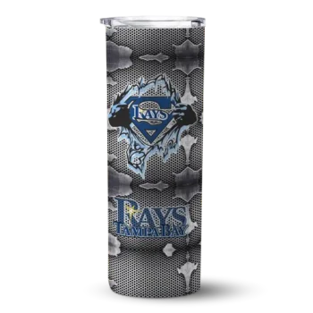 customized tampa bay rays chevron v navy gray skinny tumbler best selling.webp
