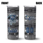 customized tampa bay rays chevron v navy gray skinny tumbler best selling.webp
