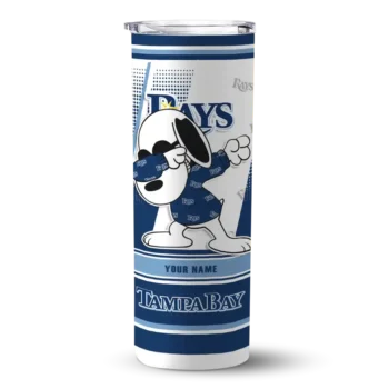 customized tampa bay rays snoopy dog navy white skinny tumbler best selling.webp