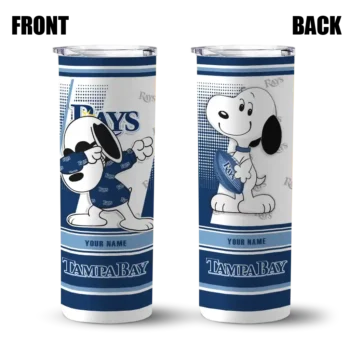 customized tampa bay rays snoopy dog navy white skinny tumbler fashion forward.webp