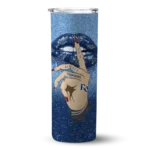 customized tampa bay rays sparkle lips navy skinny tumbler best selling.webp