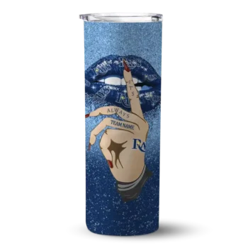 customized tampa bay rays sparkle lips navy skinny tumbler best selling.webp